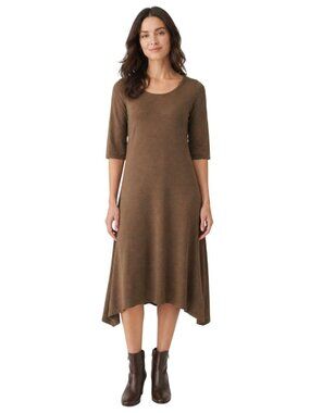 Eileen Fisher NWT* Vicna Ballet Dress Merino Wool 3/4 Sleeve Assymetric Size M